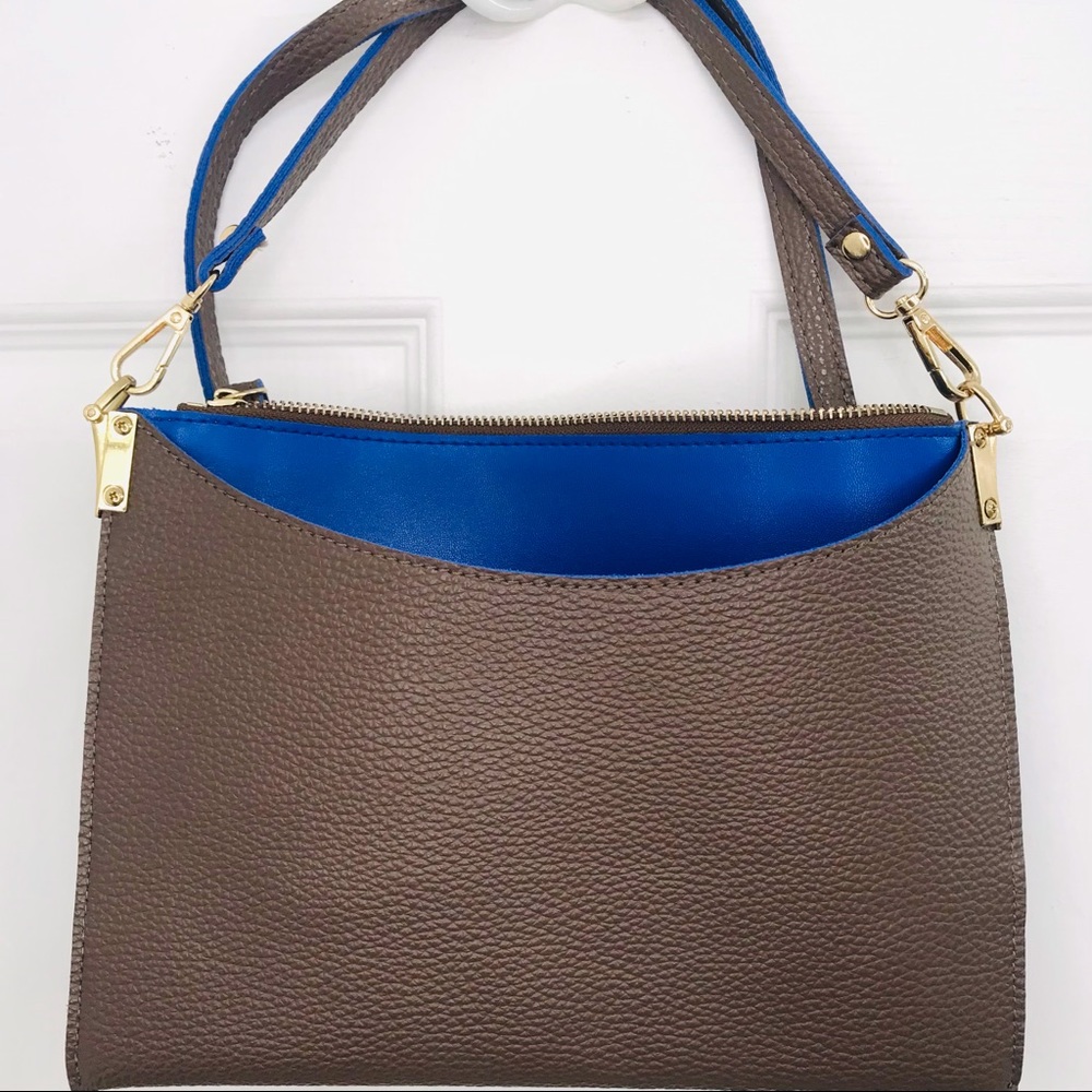 Mellow World Margie Blue & Brown Clutch